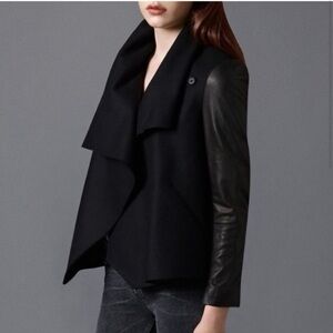AllSaints Ishba Wool & Leather Peacoat